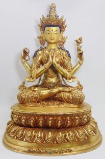 四臂觀音鎏金佛像16吋