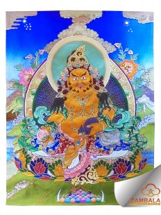 黃財神 編織唐卡 